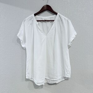 Cloth & Stone White V-Neck Short Sleeve Blouse Lightweight Soft Size Large